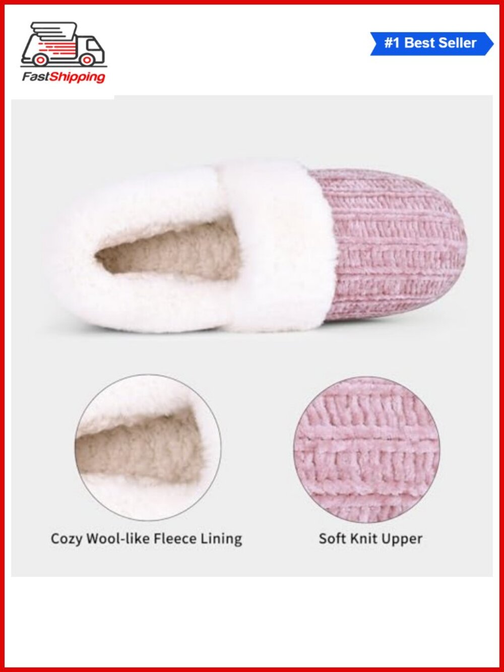 Shoes | Evshine Fuzzy Memory Foam Slippers Closed Back Knit House Shoes ...